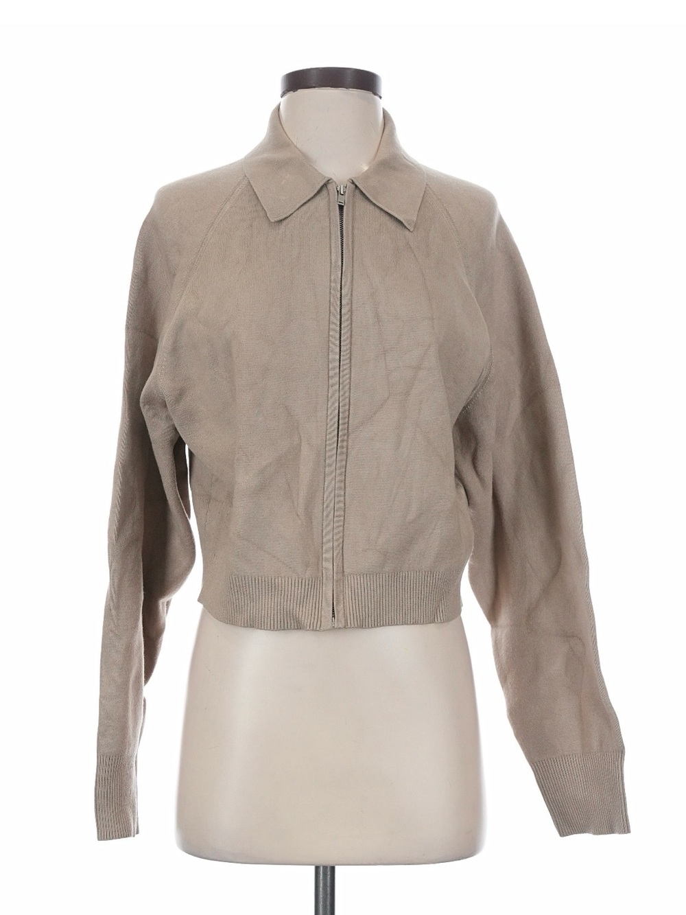 COS Taupe Zip-Front Sweater